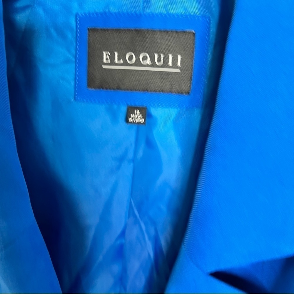 Eloquii Blazer Jacket Women Size 18 Blue Mid Length Button Front Coat C2 - Picture 3 of 9